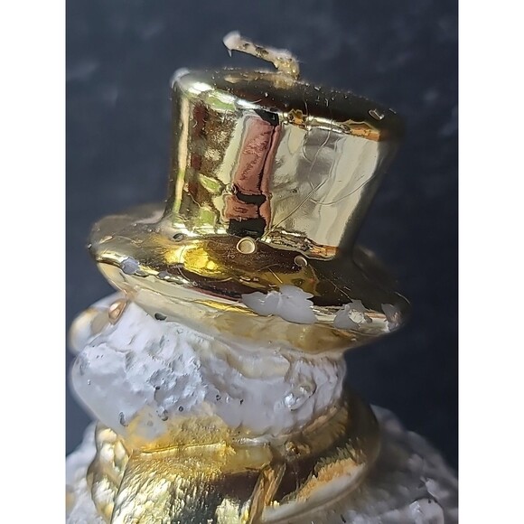 Snowman Shaped Candle Gold Hat And Scarf, READ Description - Picture 7 of 10